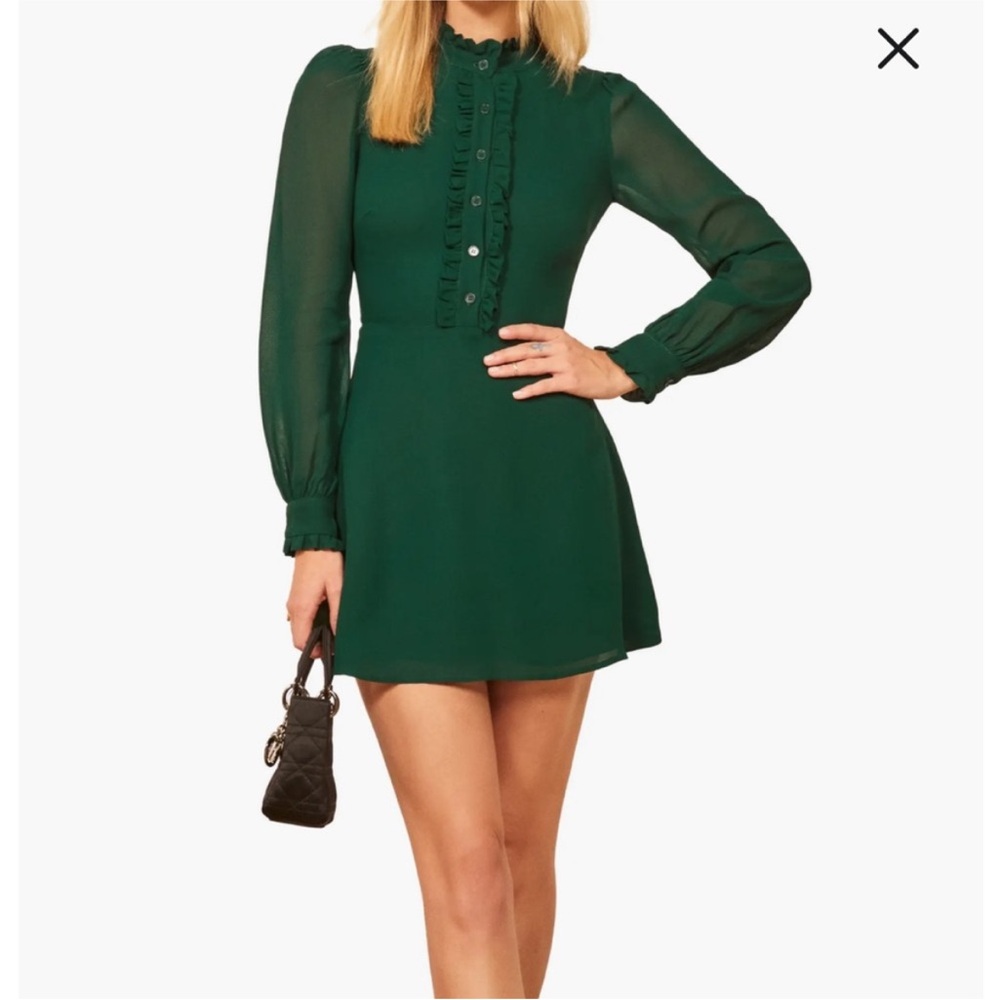 Reformation Mathilda Mini Dress in Emerald